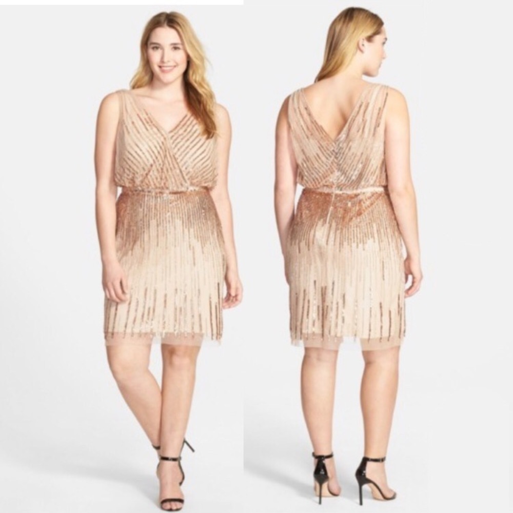 14W-24W Adrianna Papell Woman Size beaded dress - Picture 2 of 14